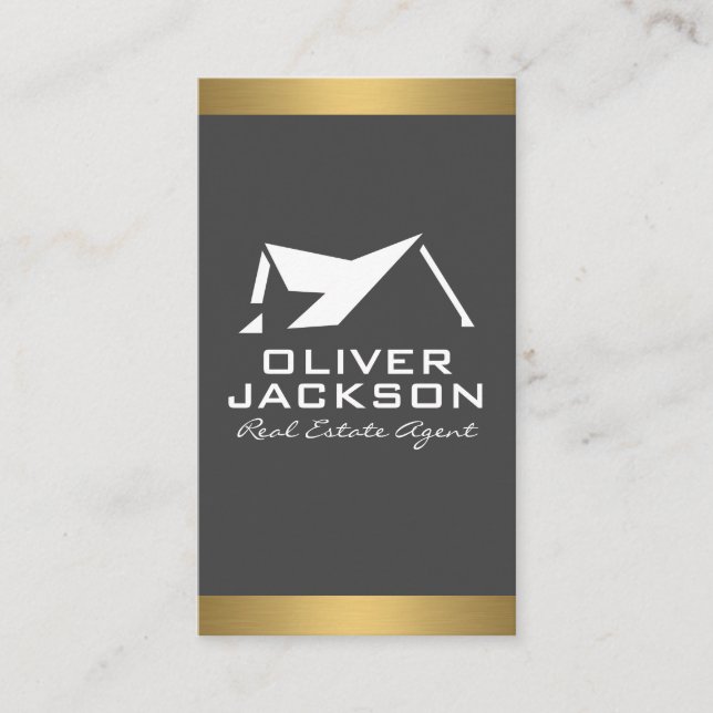 Real Anwesen Roof Logo | Gold Trim Visitenkarte (Vorderseite)