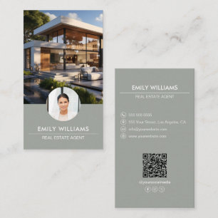 Real Anwesen Sage Green Foto QR Code Social Media Visitenkarte