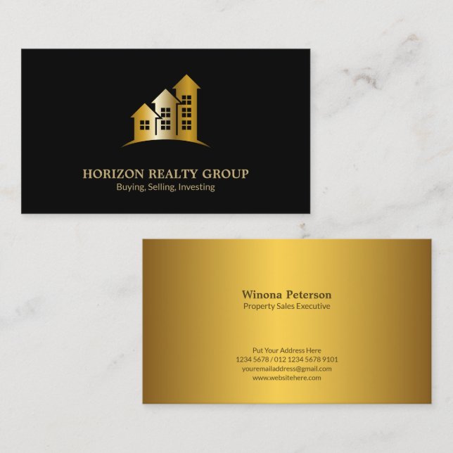 Real Anwesen Upward Arrow Houses Gold Visitenkarte (Vorne/Hinten)