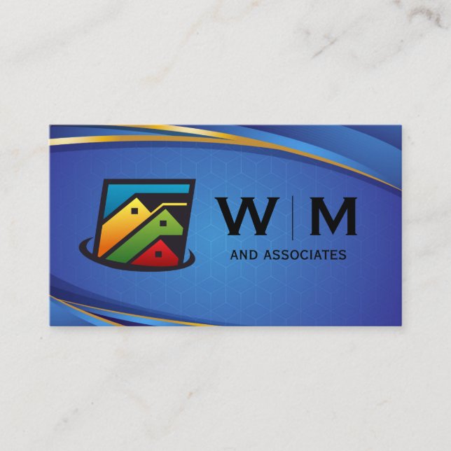 Real Anwesen Zuhause | Blue Backgound Visitenkarte (Vorderseite)