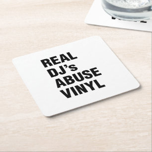 REAL DJ's MISSBRAUCH VINYL Rechteckiger Pappuntersetzer