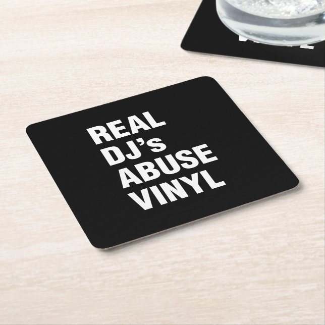 REAL DJ's MISSBRAUCH VINYL Rechteckiger Pappuntersetzer (angewinkelt)