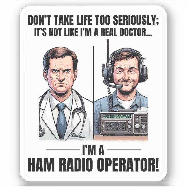 Real Doctor gegen Amateur Ham Radio Operator Aufkleber (Vorderseite)
