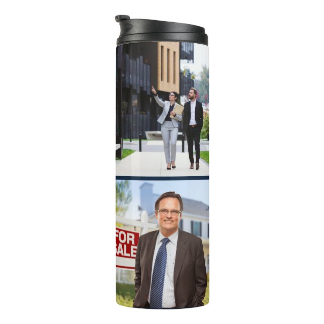 Real Estate Agent | Custom Logo Property Branding Thermosbecher (Nach rechts gedreht)