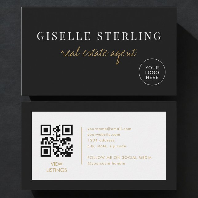 Real Estate Agent Minimalist Company Logo QR Code Visitenkarte (Von Creator hochgeladen)
