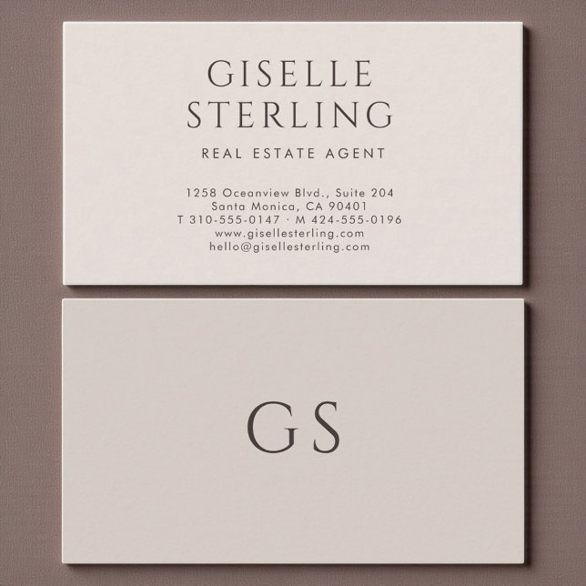 Real Estate Agent Minimalist Luxury Neutral Modern Visitenkarte (Von Creator hochgeladen)