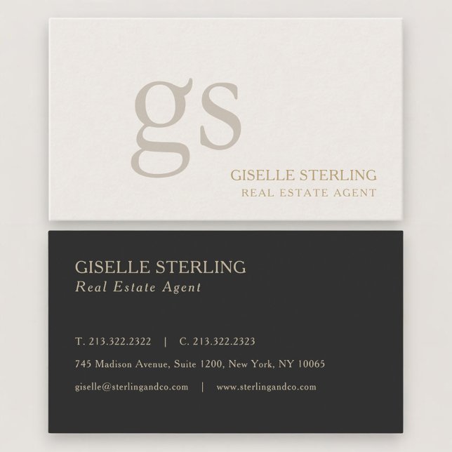 Real Estate Agent Monogram Professional Visitenkarte (Von Creator hochgeladen)
