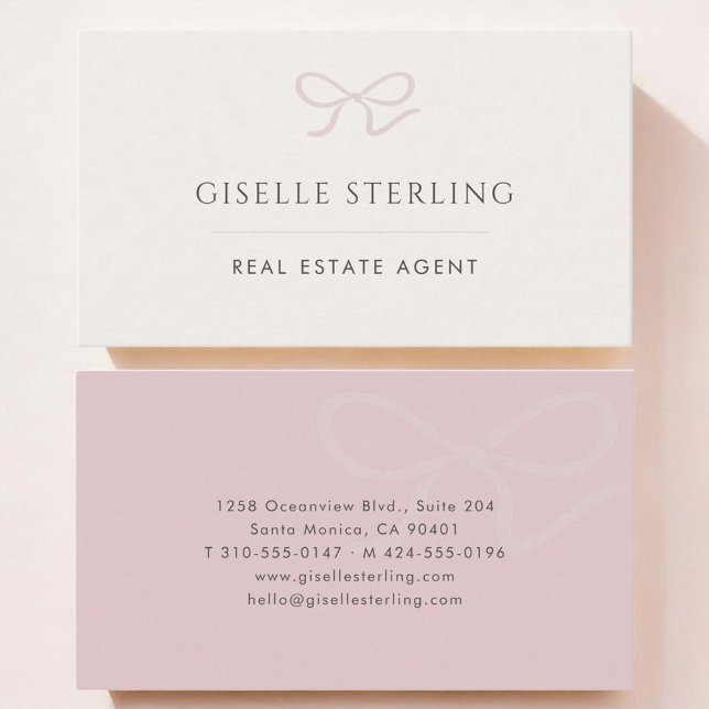 Real Estate Agent Pink Bow Visitenkarte (Von Creator hochgeladen)