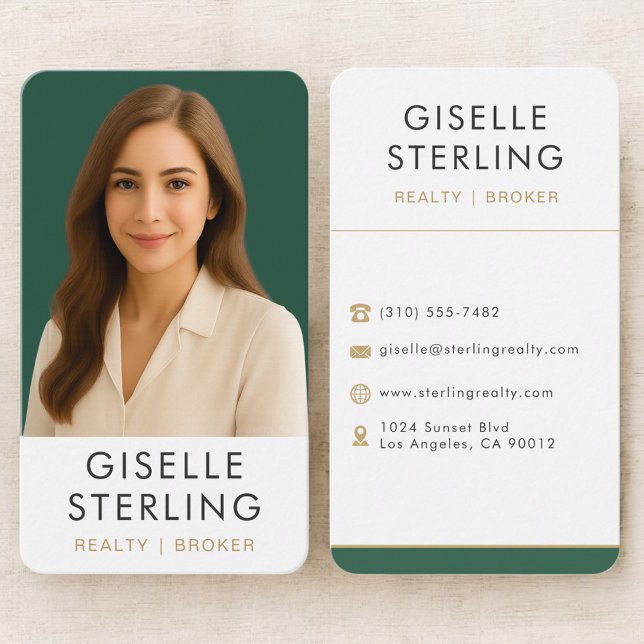 Real Estate Broker Emerald Green Gold  Visitenkarte (Von Creator hochgeladen)