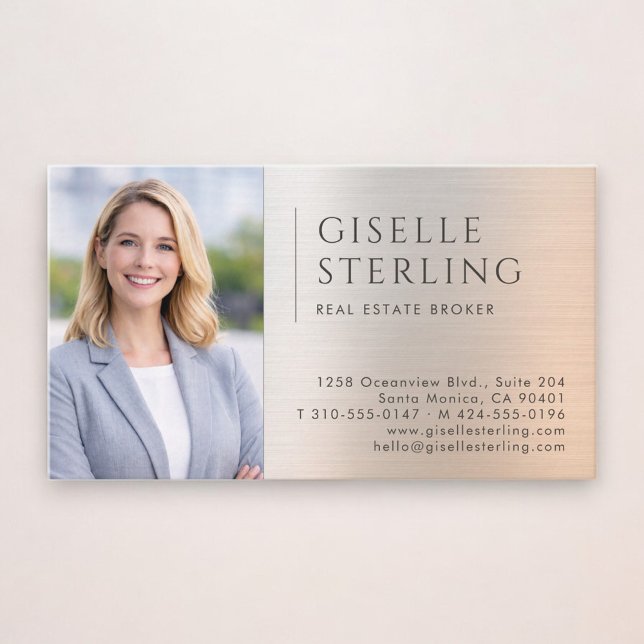 Real Estate Broker Photo Brushed Metal Visitenkarte (Von Creator hochgeladen)