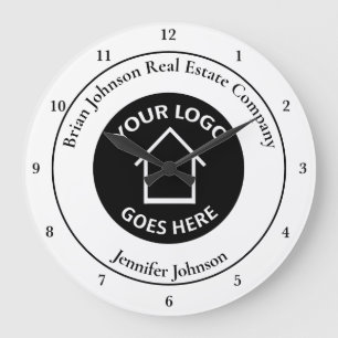 Real Estate Company Add Your Logo Custom Office Große Wanduhr