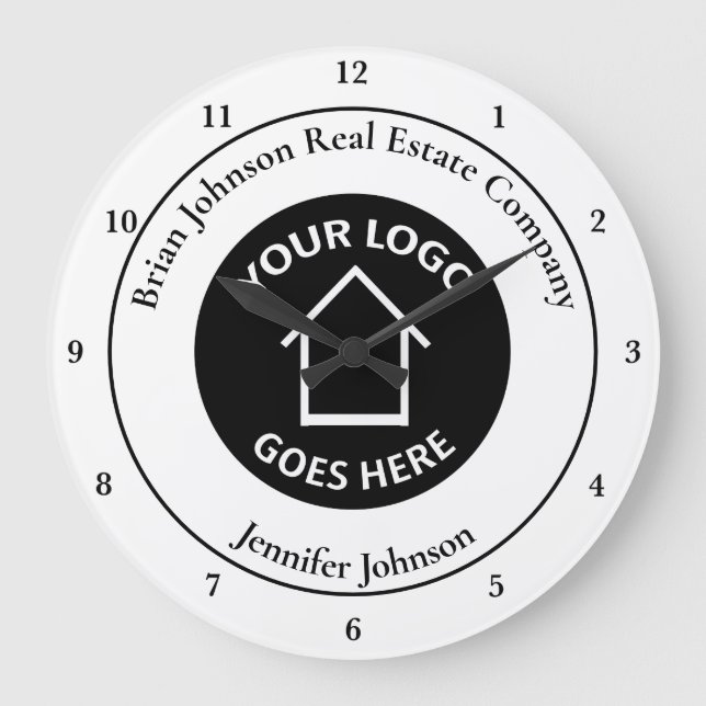 Real Estate Company Add Your Logo Custom Office Große Wanduhr (Vorderseite)