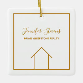 Real Estate Company Elegant Personalized Christmas Keramikornament