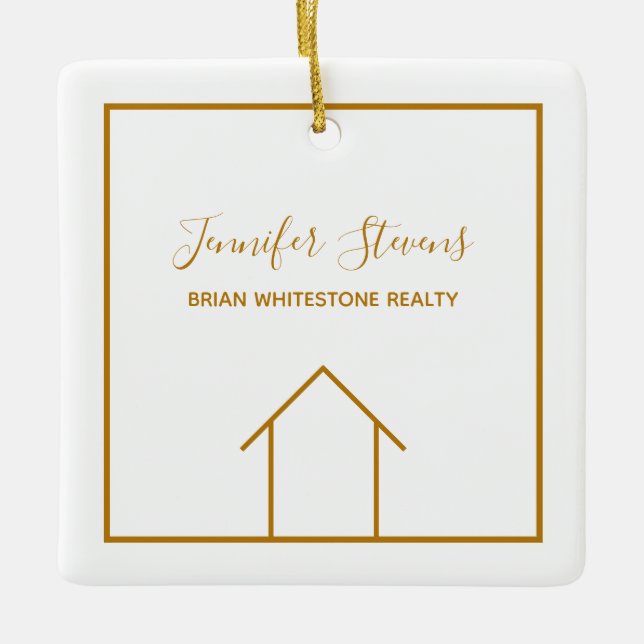 Real Estate Company Elegant Personalized Christmas Keramikornament (Vorderseite)