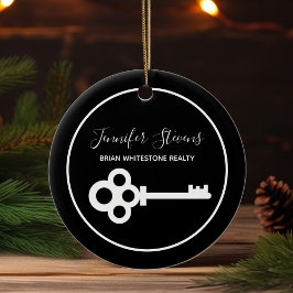Real Estate Company House Key Custom Realtor Keramik Ornament