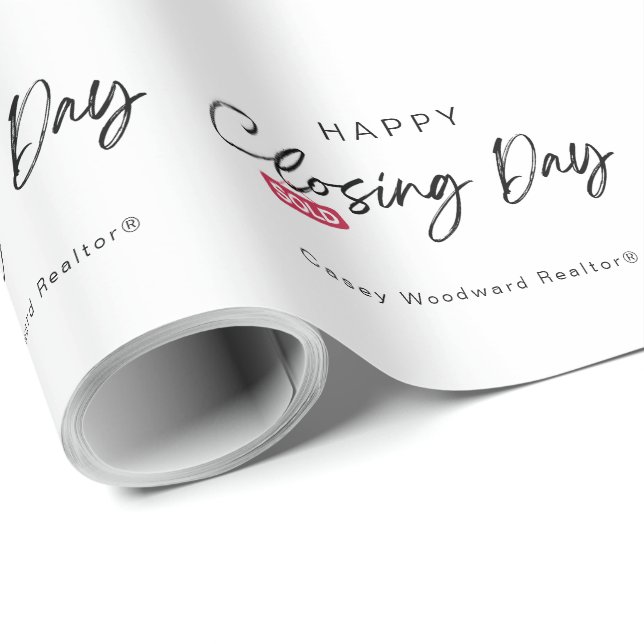 Real Estate Happy Closing Day Sold | Minimalist  Geschenkpapier (Rolleneckpunkt)