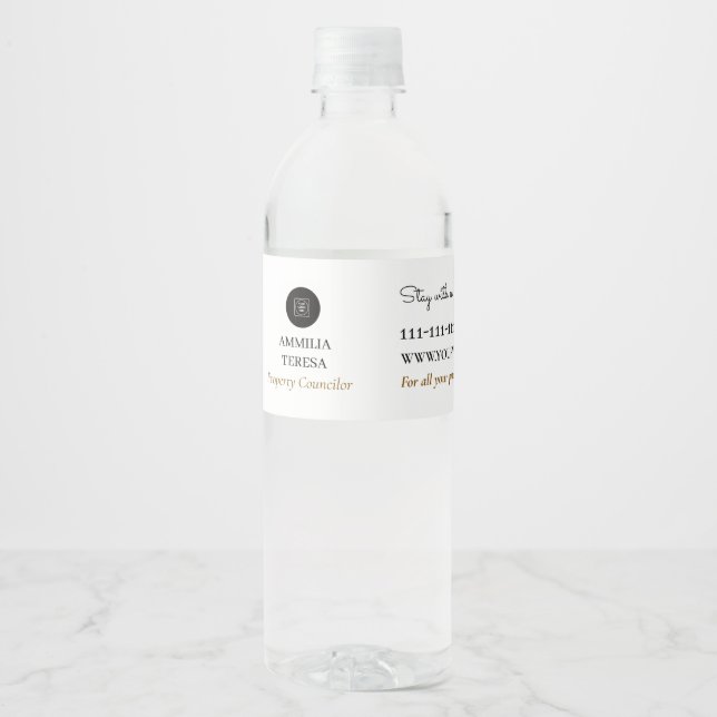 Real Estate Logo Business Promo QR label Wasserflaschenetikett (Vorderseite)