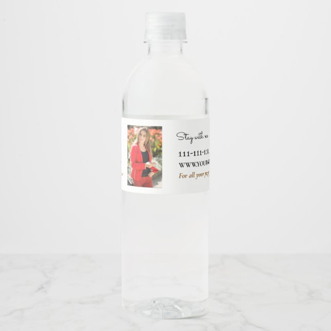 Real Estate Logo Promo Business QR Code label Wasserflaschenetikett (Vorderseite)