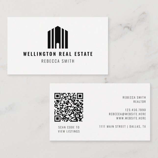 Real Estate Logo QR Code Listing Agent Realtor Visitenkarte (Vorne/Hinten)