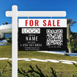 Real Estate Modern For Sale Sold QR Code Simple Gartenschild<br><div class="desc">A minimalist simple black, red and white business yard sign that allows you to customize your business logo, business title, business contact details and business QR code scannable website link. A perfect business yard sign template for all types of businesses. Customize this professional business yard sign and make it your...</div>