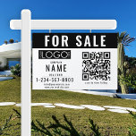 Real Estate Modern For Sale Sold QR Code Simple Gartenschild<br><div class="desc">A minimalist simple black and white business yard sign that allows you to customize your business logo, business title, business contact details and business QR code scannable website link. A perfect business yard sign template for all types of businesses. Customize this professional business yard sign and make it your own!...</div>