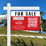 Real Estate Modern For Sale Sold QR Code Simple Gartenschild<br><div class="desc">A minimalist simple black, red and white business yard sign that allows you to customize your business logo, business title, business contact details and business QR code scannable website link. A perfect business yard sign template for all types of businesses. Customize this professional business yard sign and make it your...</div>