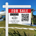 Real Estate Modern For Sale Sold QR Code Simple Gartenschild<br><div class="desc">A minimalist simple red and white business yard sign that allows you to customize your business logo, business title, business contact details and business QR code scannable website link. A perfect business yard sign template for all types of businesses. Customize this professional business yard sign and make it your own!...</div>