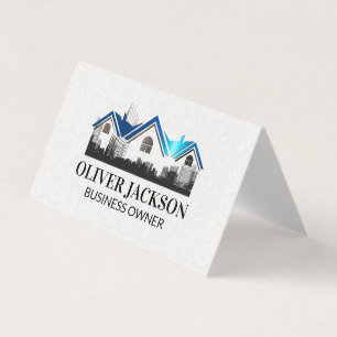 Real Estate Roof Logo Gebäudepläne Visitenkarten