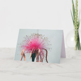 Real Fibre Optische Blume und Flamingo Dankeskarte