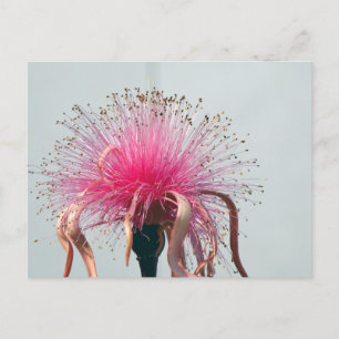 Real Fibre Optische Blume und Flamingo Postkarte