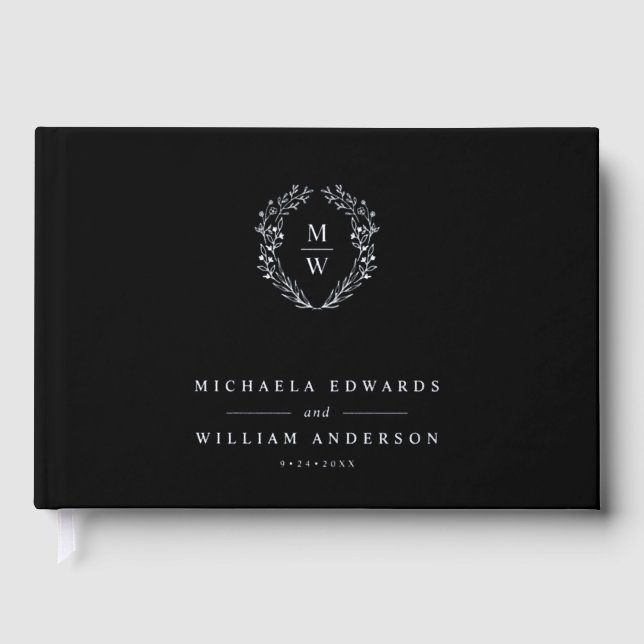 REAL FOIL Einfache Botanische Kranzhochzeit Gästebuch (Vorderseite)
