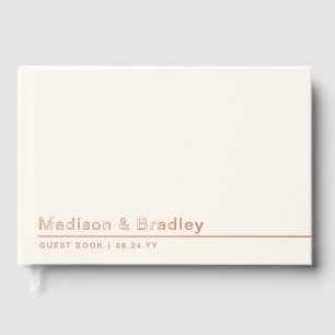 Real Foil Einfache moderne Rose Gold Script Hochze Gästebuch