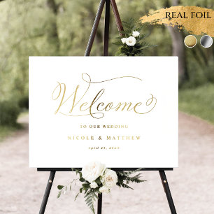 Real Foil Elegante Calligraphy Wedding Welcome Sig Foliendrucke