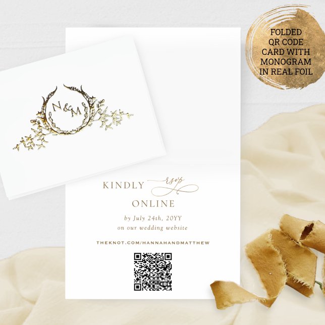 Real Foil Elegante Monogram QR Code UAWG Online Folienkarte (Von Creator hochgeladen)