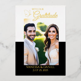 Real Foil Elegantes Butterfly Foto Danke Karte