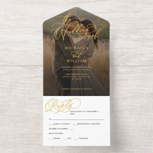 *REAL FOIL* Elegantes Script Foto Hochzeit All-in-One-Einladung