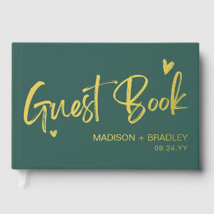 Real Foil Gold Calligraphy Script Moderne Hochzeit Gästebuch