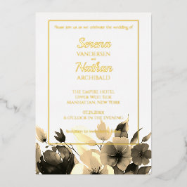 Real Foil Gold Wildblumen Hochzeit Folieneinladung