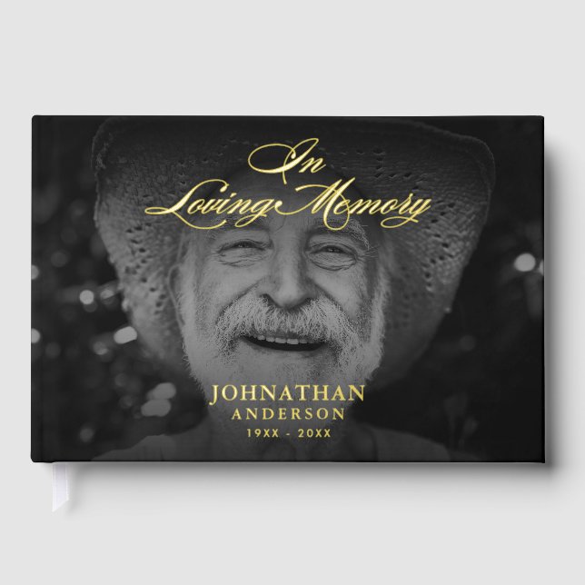 *REAL FOIL* in Love Memory Elegantes 2-Foto Gästebuch (Vorderseite)