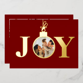 Real Foil Joy Foto Ornament 4 Fotos & Message Folien Feiertagskarte
