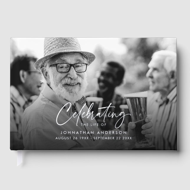 *REAL FOIL* Lebensfeier Elegantes 2-Foto Gästebuch (Vorderseite)