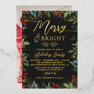 Real Foil Merry & Bright Foto Party Folieneinladung