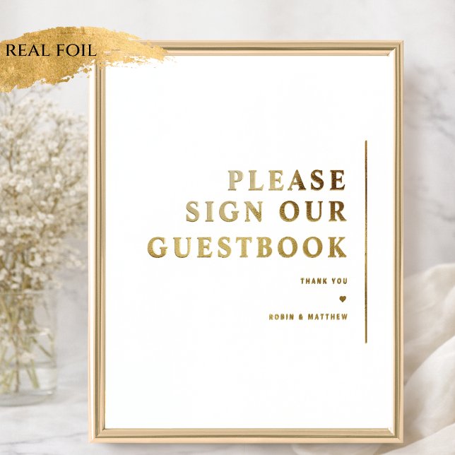 Real Foil Minimal Wedding Gästebuch signieren (Von Creator hochgeladen)
