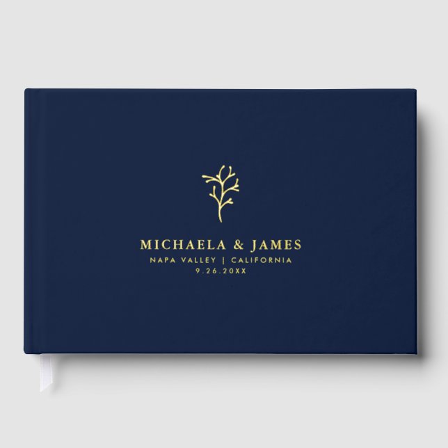 *REAL FOIL* Minimalistisch Elegante Botanische Hoc Gästebuch (Vorderseite)