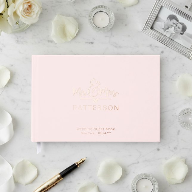 Real Foil Mr. & Mrs. Personalisiert Name Pink Wedd Gästebuch (Von Creator hochgeladen)
