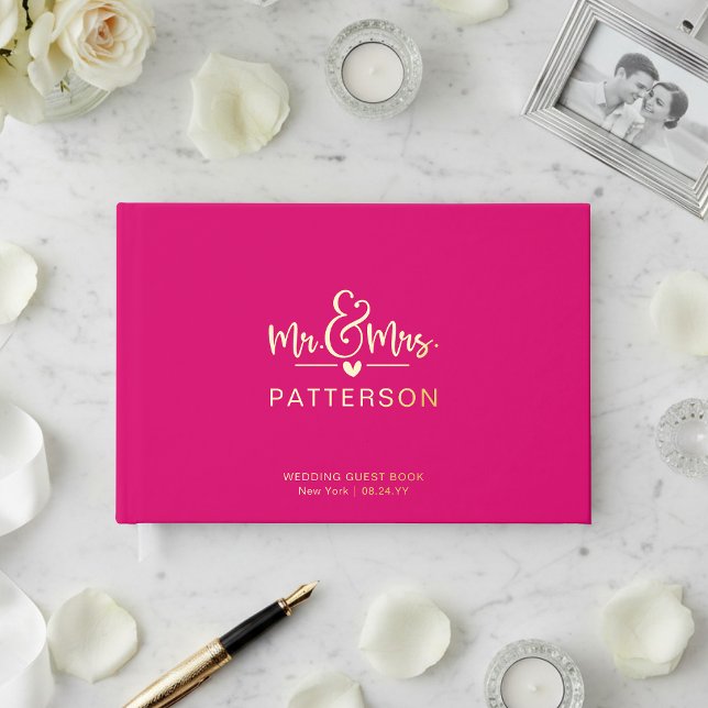 Real Foil Mr. & Mrs. Personalisiert Name Pink Wedd Gästebuch (Von Creator hochgeladen)