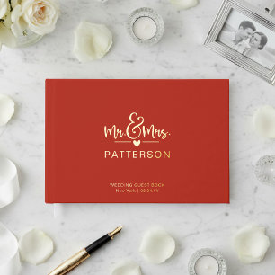 Real Foil Mr. & Mrs. Personalisiert Name Red Weddi Gästebuch