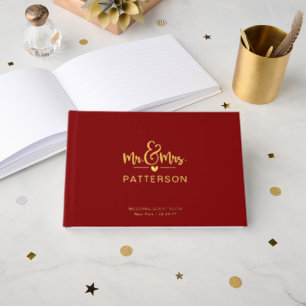 Real Foil Mr. & Mrs. Personalisiert Name Red Weddi Gästebuch