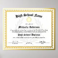 REAL FOIL Replik High School Graduate Certificate