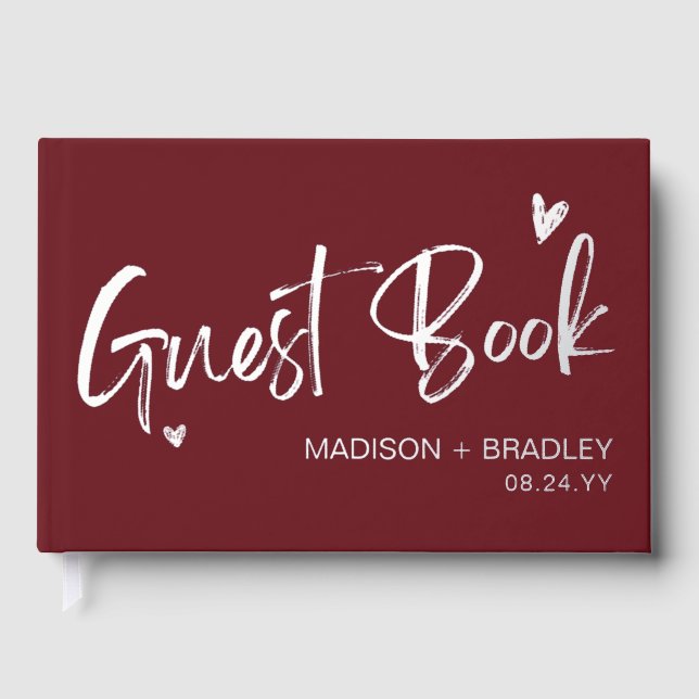 Real Foil Silver Calligraphy Script Moderne Hochze Gästebuch (Vorderseite)